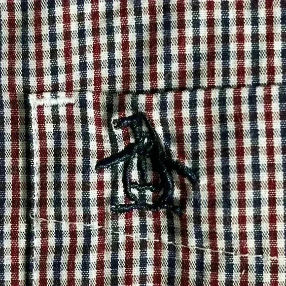 Penguin By Munsingwear Men’s XL Long Sleeve Button Up Slim Fit Red Blue Plaid - Picture 5 of 8